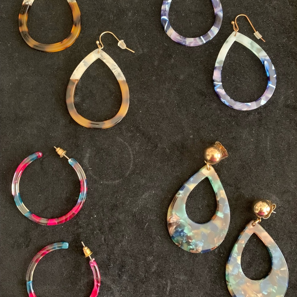 Resin earrings, set of four